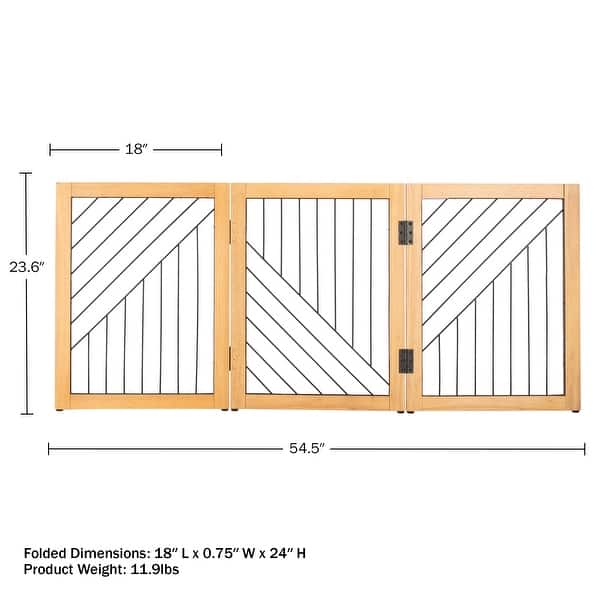 dimension image slide 0 of 3, PETMAKER 3-Panel Foldable Pet Gate, Natural - N/A
