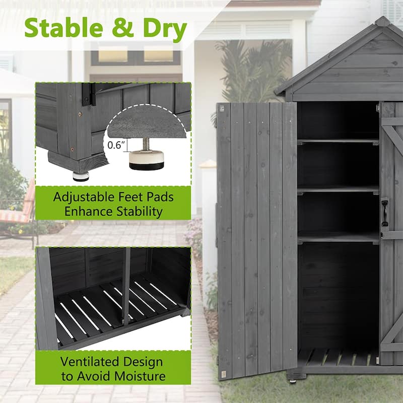 3.3 ft. W x 1.8 ft. D Wood Outdoor Storage Shed w/Detachable Shelves