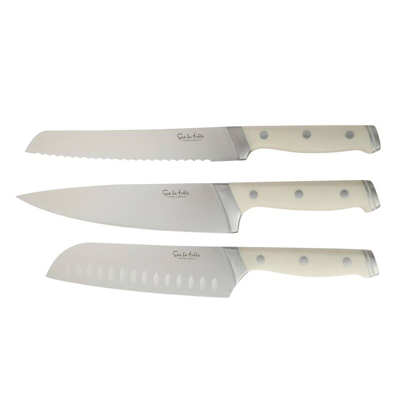 Sur La Table Kitchen Essentials 14 Piece Cutlery Set, German Steel Forged Knives, Beech Wood Block