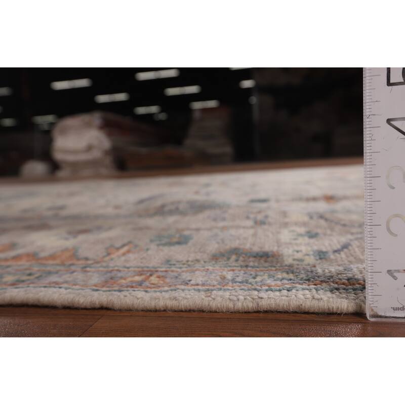 Vegetable Dye Oushak Turkish Area Rug Handmade Geometric Wool Carpet - 6'0"x 8'9"