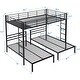 preview thumbnail 5 of 7, Black Full over Twin & Twin Size Metal Bunk Bed with Staircase Access