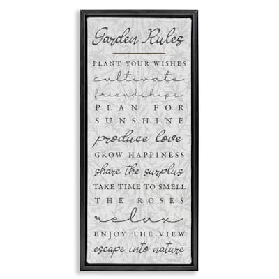 Stupell Garden Rules on Floral Pattern Framed Floater Canvas Wall Art Design By Lil' Rue