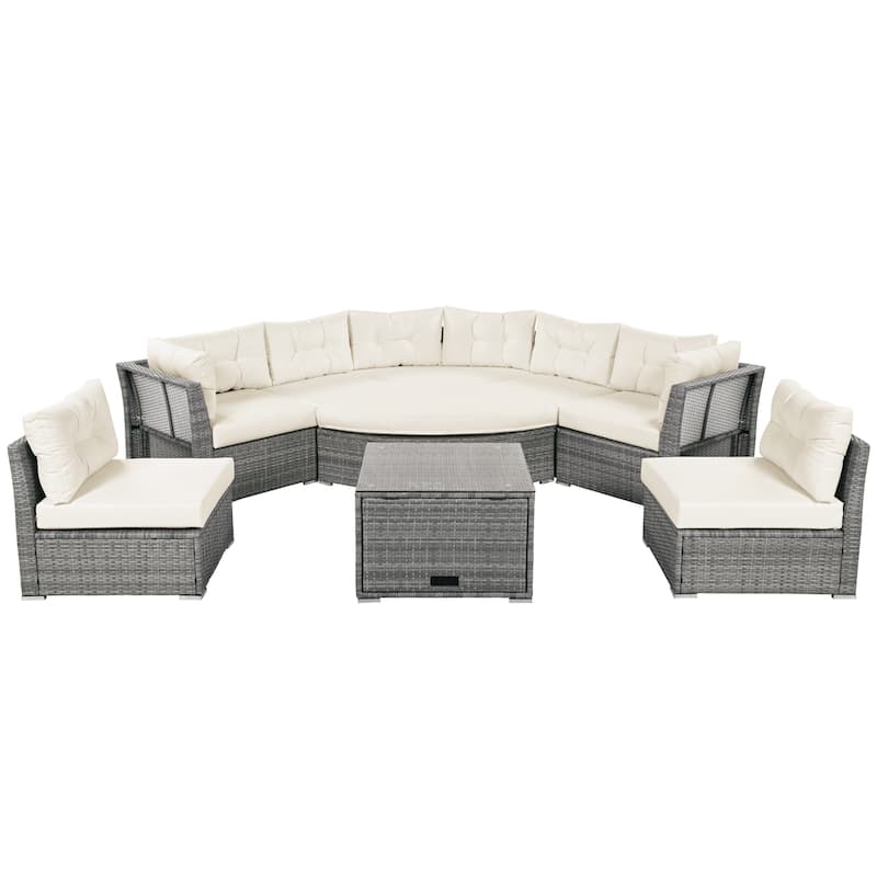 Patio Furniture Set Outdoor Furniture Daybed Rattan Sectional Furniture Set Patio Seating Group With Cushions and Center Table
