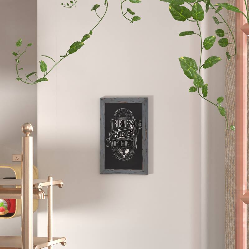 Wall Mounted Magnetic Chalkboard - 11"W x 0.75"D x 17"H - Grey