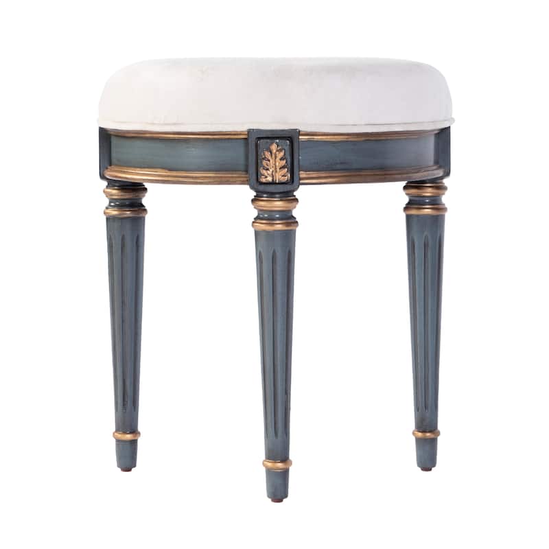 Bernadette 18.5 in. Seat Height Round Upholstered and Wood Traditional Vanity Stool