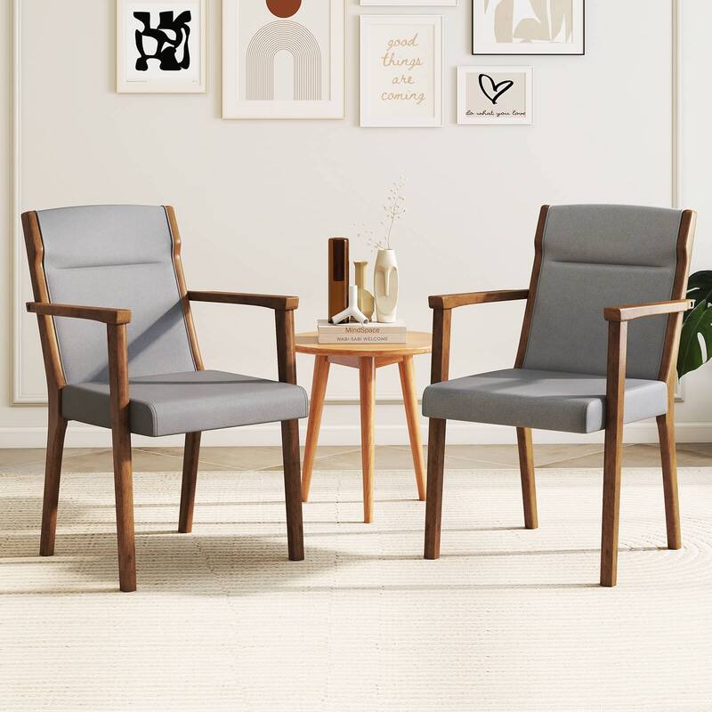 Costway 2/4 PCS Mid-Century Modern Dining Chairs Upholstered Wooden
