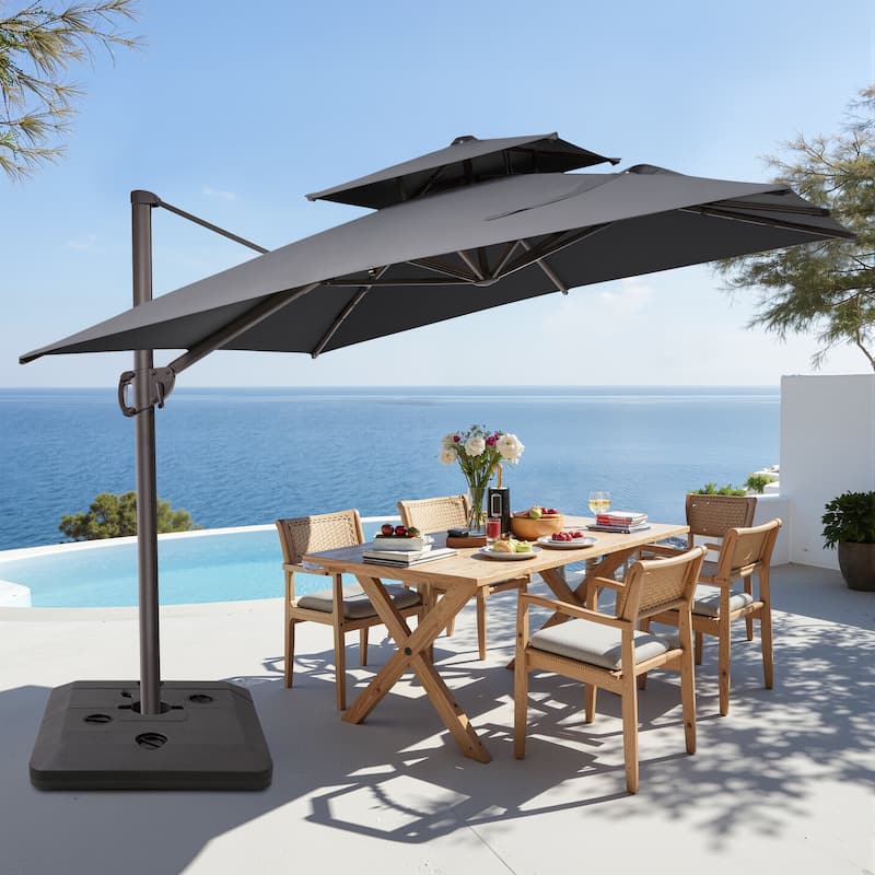 11 x 9 ft Patio Cantilever Offset Umbrella with Base Stand