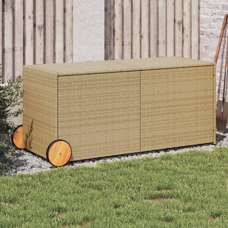 vidaXL Patio Storage Box Poly Rattan 70.9"x35.4"x27.6" Gray - Mix Beige1