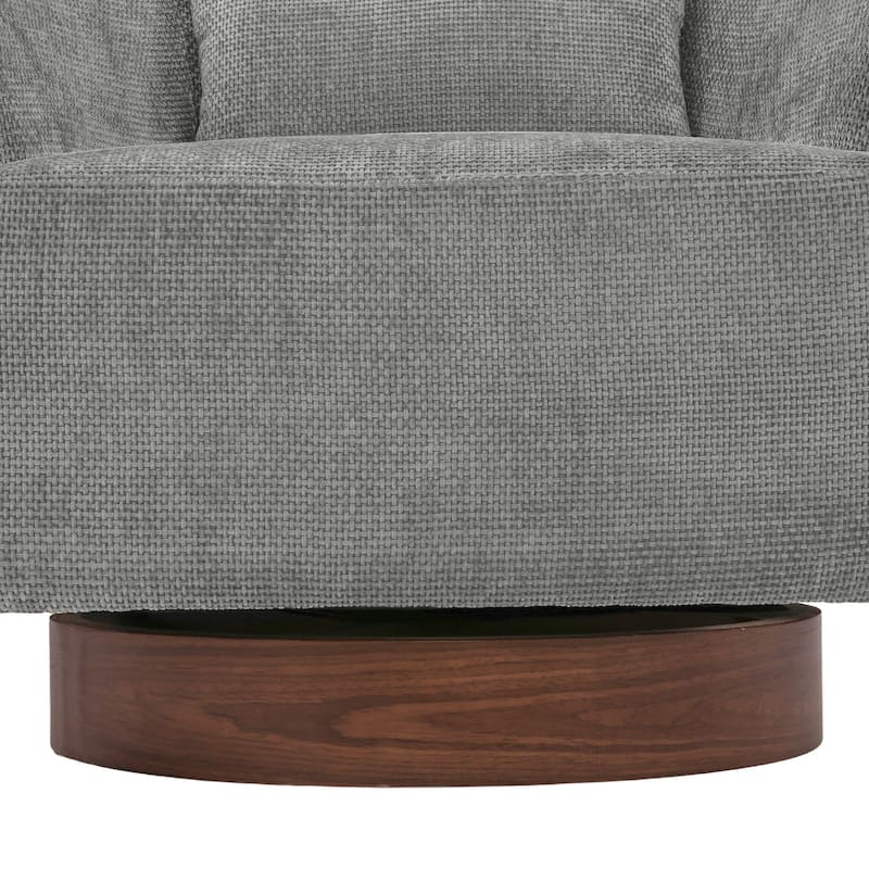 Set of 2 Modern Swivel Barrel Accent Chair with Solid Wood Base with Chenille Upholstery Armchair