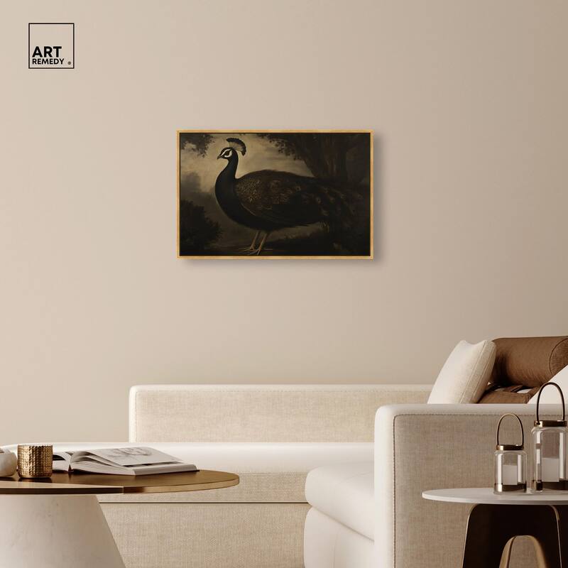 Peacock in Monotone Canvas by Art Remedy