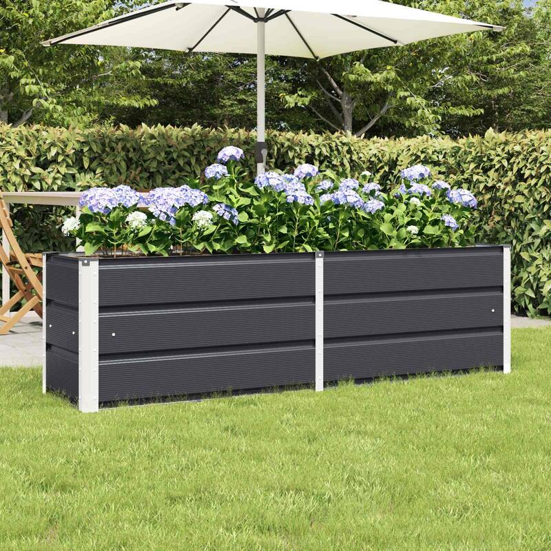 vidaXL Planter in Steel - 39.37 x 15.75 x 17.72" - Black - 62.99 x 15.75 x 17.72 in