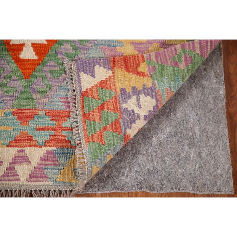 Southwestern Kilim Oriental Rug Hand-Woven Multi-Color Wool Carpet - 3'5"x 5'5"