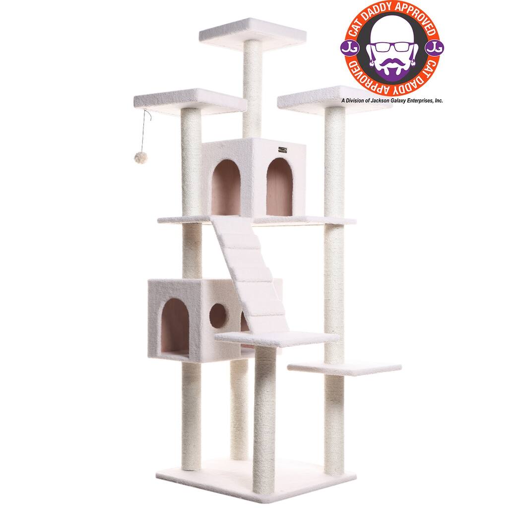 Real Wood Classic Ivory Cat Tree Multi Levels Condos B7701