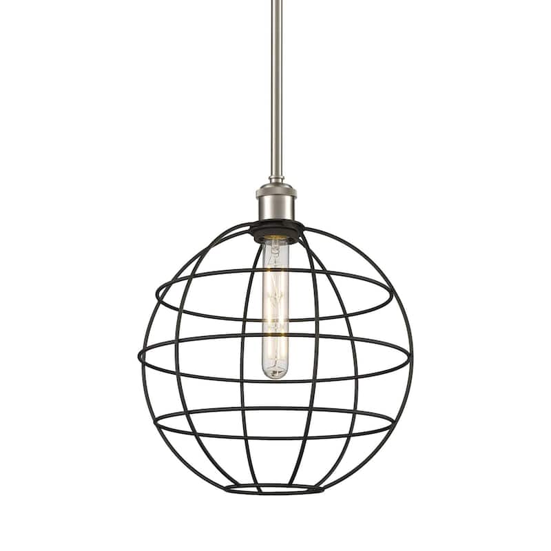 Innovations Lighting 516-1S-15-12 Lake Placid Pendant Lake Placid 12" - Satin Nickel / Matte Black