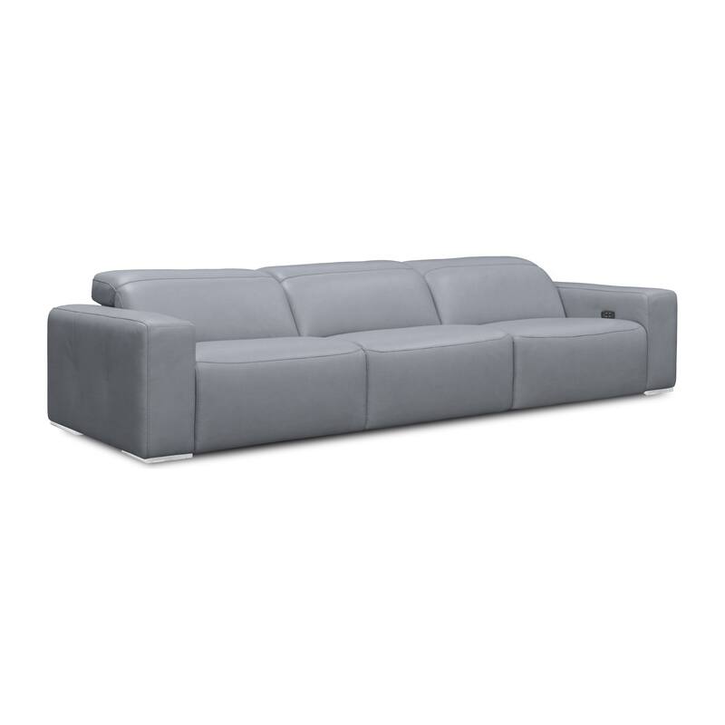 Capri Full Grain Leather Power Recliner Sofa - Putty - 124-inch
