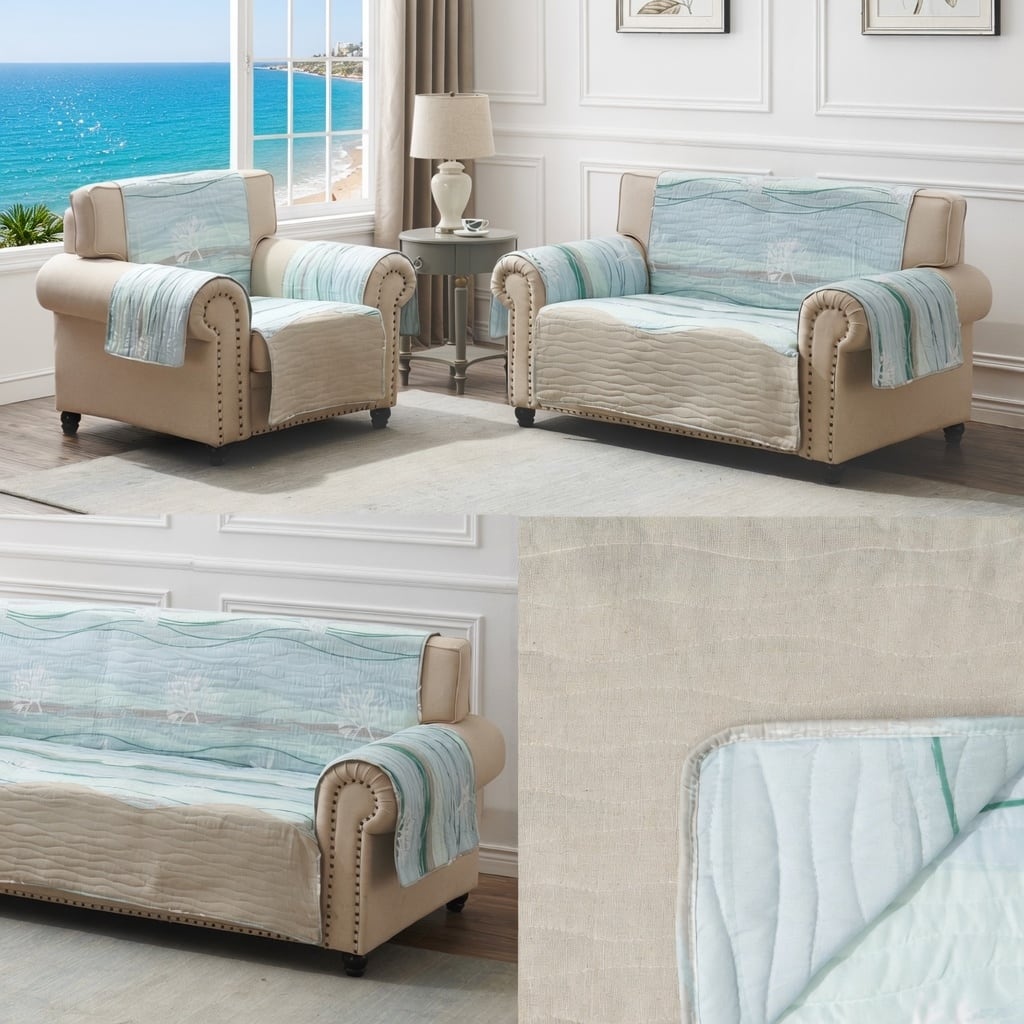 Greenland Home Fashions Oceanside Reversible Pet-Friendly Slipcover - Furniture Protector