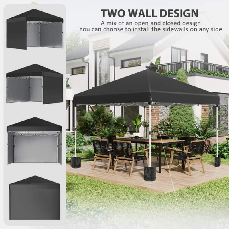 Foldable Pop Up Gazebo 10x10 ft Waterproof Outdoor Pavilion with Adjustable Legs Removable Walls Carry Bag and Sandbags