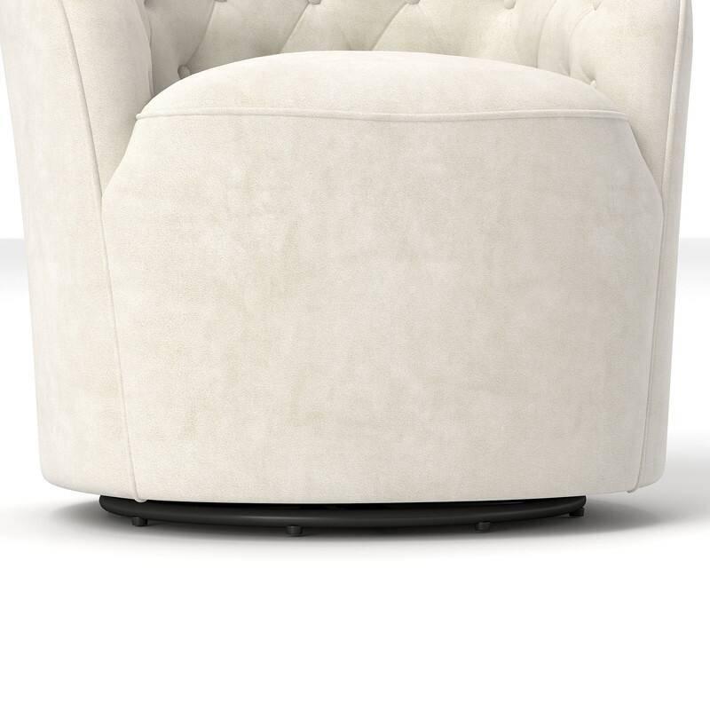 SEYNAR Modern Velvet Upholstered 360 Degree Swivel Barrel Chair with Button Tufted Back