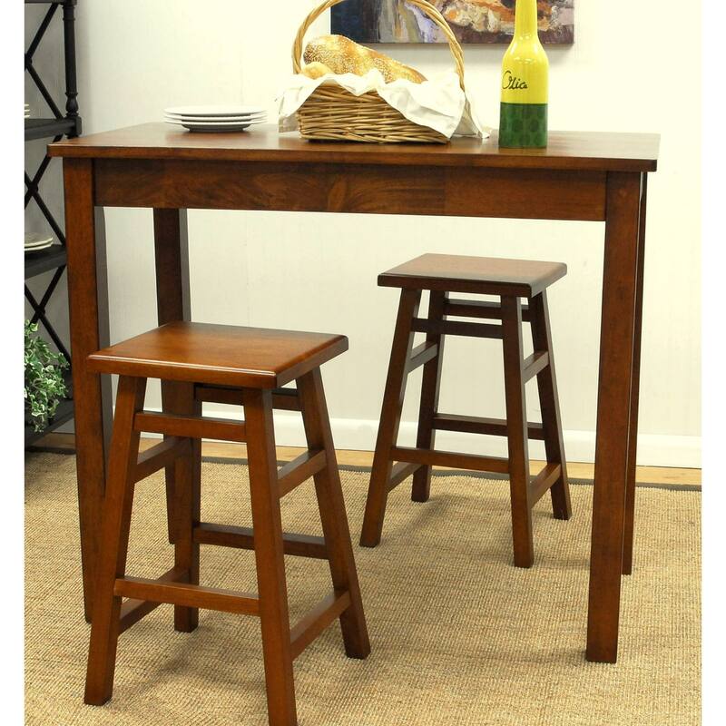 Rectangular Rubberwood Pub Bar Table - 42" - Walnut Brown