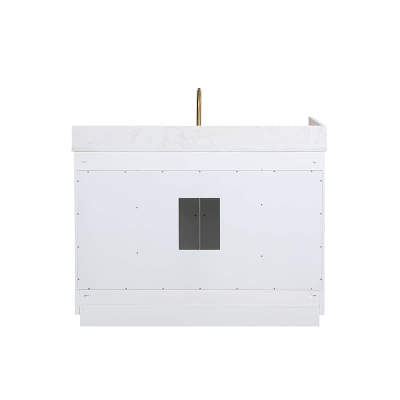 Altair Gavino Bath Vanity with Grain White Composite Stone Top and Mirror