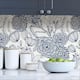 Navy/ White Secret Garden Floral Pattern Peel-and-Stick Wallpaper - 216in x 20.5in x 0.025in