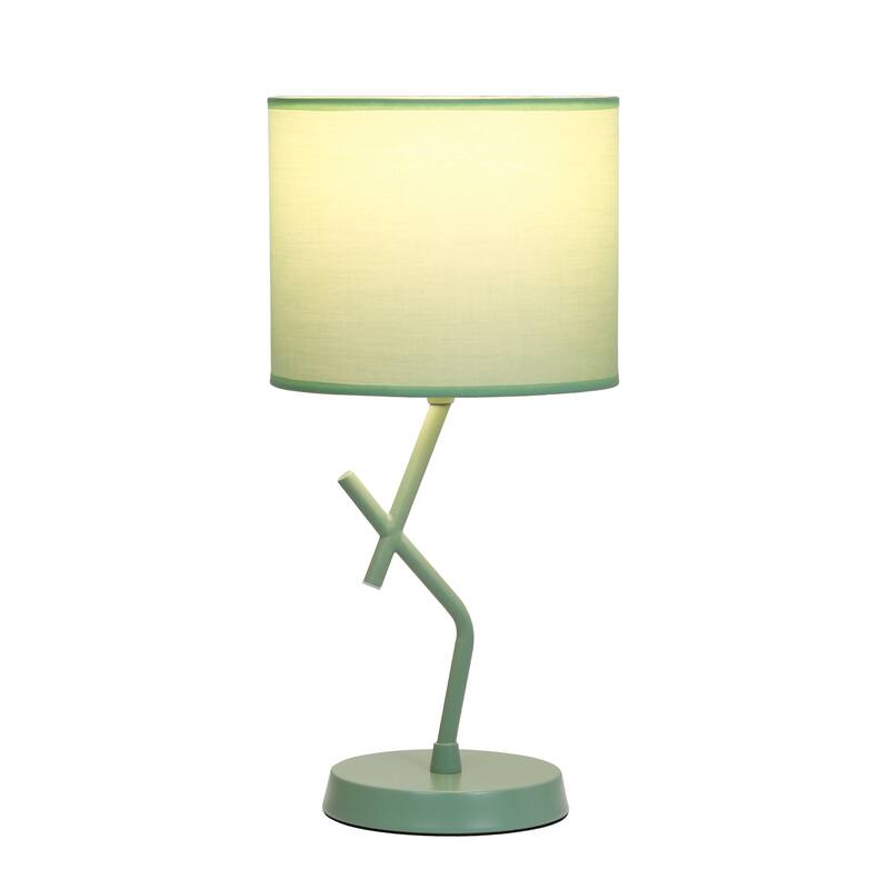 Abstract Angular Table Lamp with Drum Shade - 17" - Green