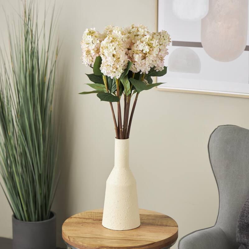 Pink Faux Foliage Tall Hydrangea Artificial Flower Stem (Set of 8) - Pink