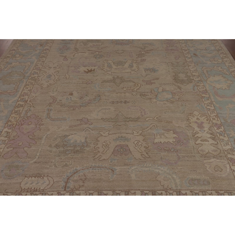 Oushak Turkish Area Rug Hand-Knotted Floral Wool Carpet - 8'1"x 9'6"
