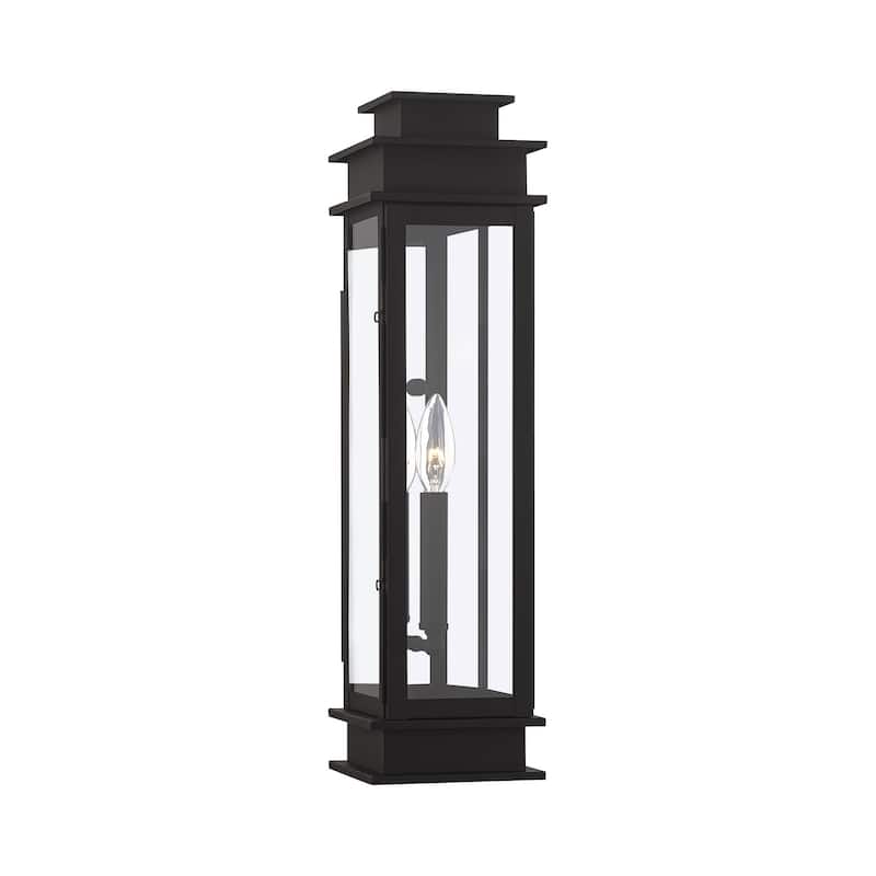 Livex Lighting Princeton 1 Light Outdoor Wall Sconce with Clear Glass - Black