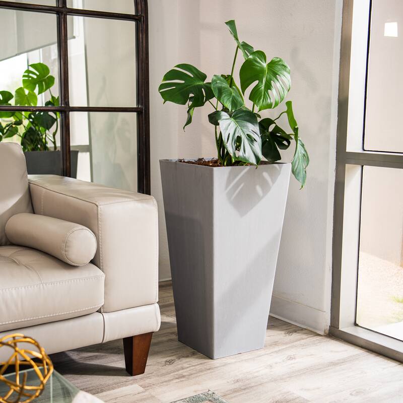 XBrand Modern Square Tapered Planter – 28" or 30" Tall, Indoor & Outdoor Use
