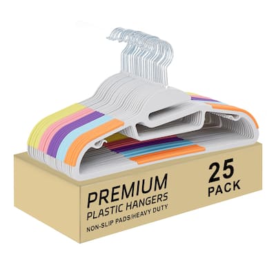 Javlergo 25/50 Pack Heavy Duty Plastic Hangers, 360º Swivel Hook Coat Hangers, Non-Slip, Space-Saving