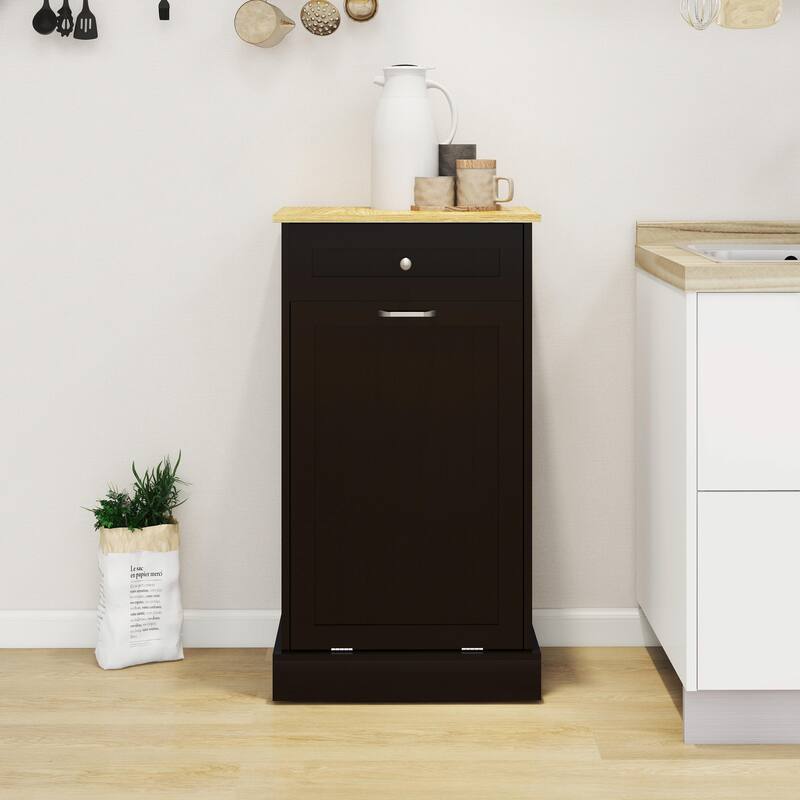 1-Drawer, 1-Compartment Tilt-Out Trash Cabinet - Kitchen Trash Cabinet - Black