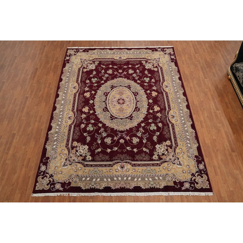 Victorian Style Aubusson Turkish Area Rug Bedroom Machine-Made Carpet - 9'8" x 13'2"