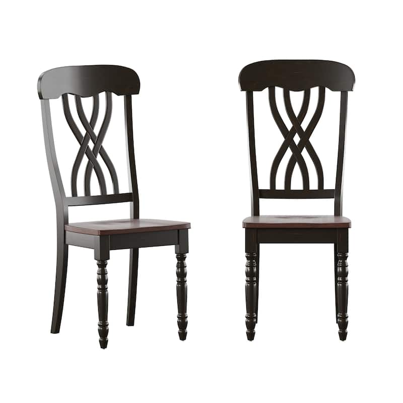 Brunico Two-Tone Antique Dining Chairs (Set of 2) - Scroll Back Black