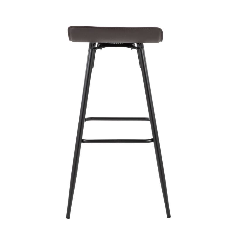 Ale 30" Contemporary Fixed-Height Bar Stool In Black Steel And Grey Faux Leather By Lumisource - Set Of 2