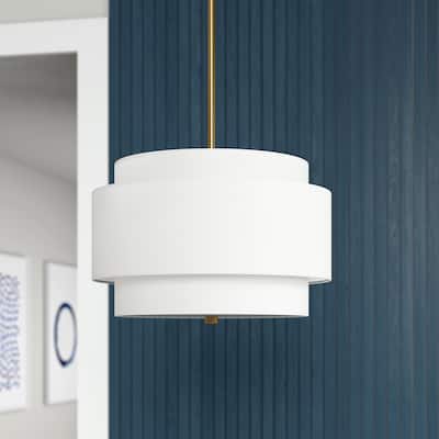 Solomon 16" Wide 2-Light Pendant with Tiered Fabric Shade - 16" Wide