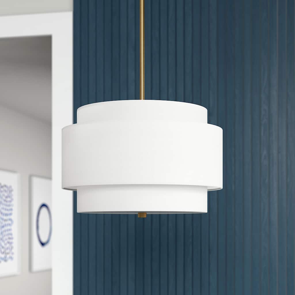 Solomon 16" Wide 2-Light Pendant with Tiered Fabric Shade - 16" Wide