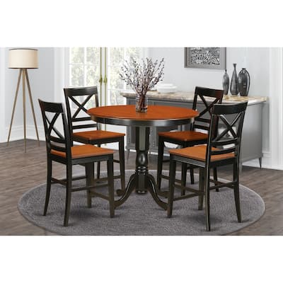 Kitchen Counter Height Set - 5 Piece Table & Chairs - Modern Dining Room Furniture - Black Cherry Finish