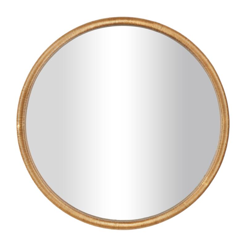 Brown Wooden Ribbed Wall Mirror