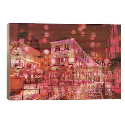 Le Consulat By Night Print On Wood by Rose Palmisano - Multi-Color
