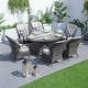 preview thumbnail 1 of 11, Modern 7-piece Aluminum Fire Pit Table with with 6 Woven PE Chairs Brown