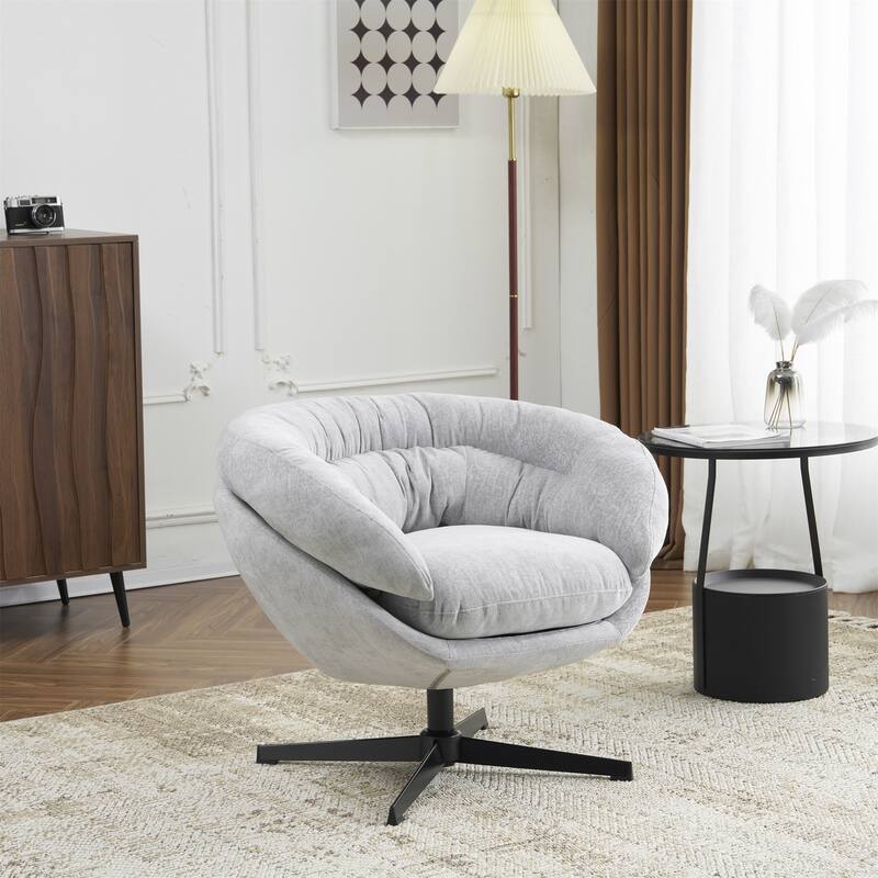 Ergonomic Chenille Office Chair Swivel Chair, Rotating Chair Club Chair Accent Chair with Removable Cushion