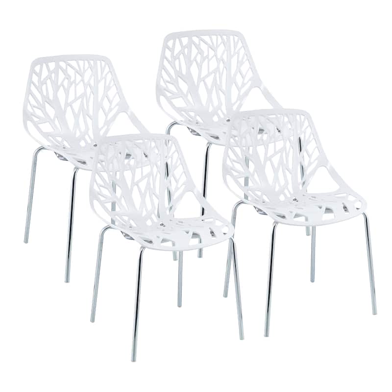 Porthos Home Paola Dining Chairs Set Of 4, Plastic Back, Iron Legs
