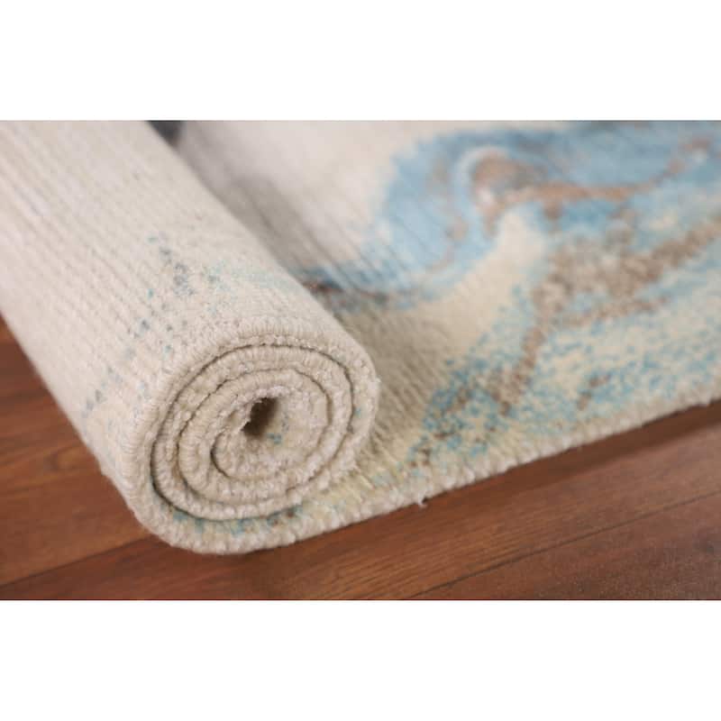 Modern Abstract Accent Rug Hand-Knotted Wool Carpet - 2'8"x 4'10"