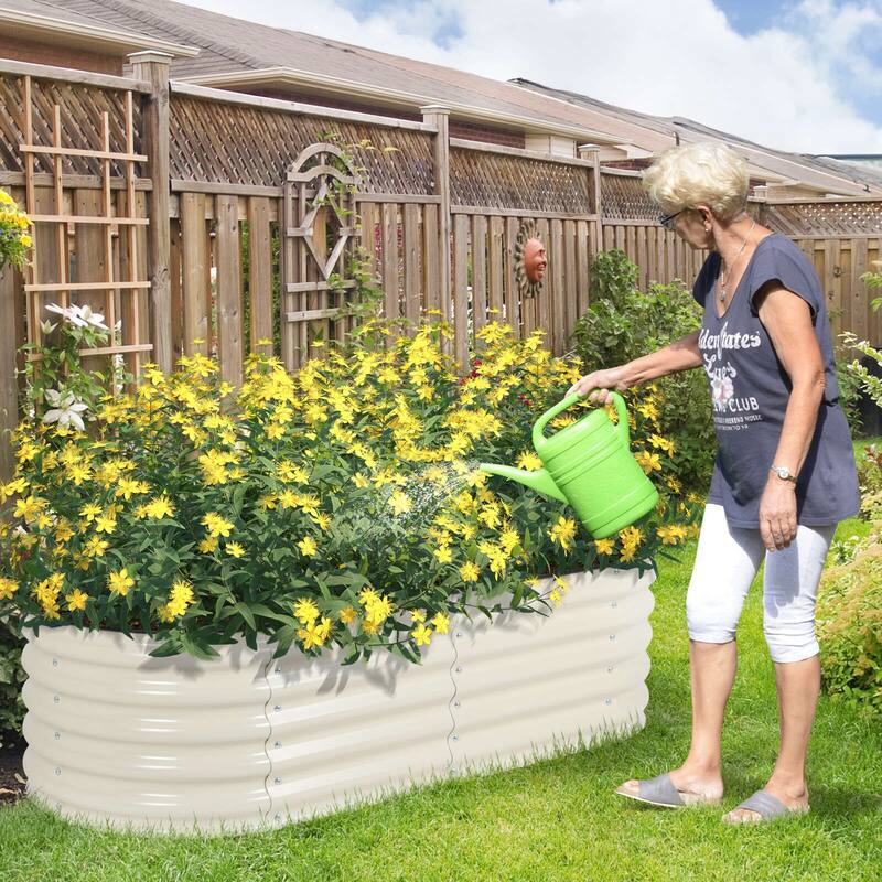 Aoodor 4 in 1 Modular Aluzinc Metal Raised Garden Bed - Outdoor Garden Planter Box for Vegetable, Flower, Herb - N/A