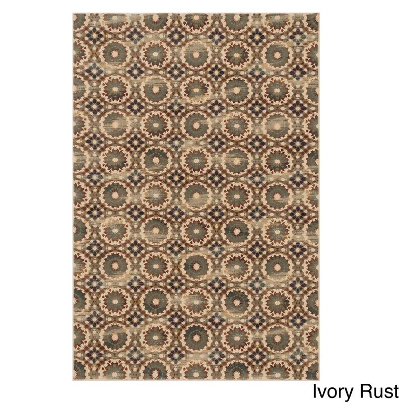 Alexander Home Senna Rosette Area Rug - Ivory/Rust - 3'9" x 5'2" /Surplus