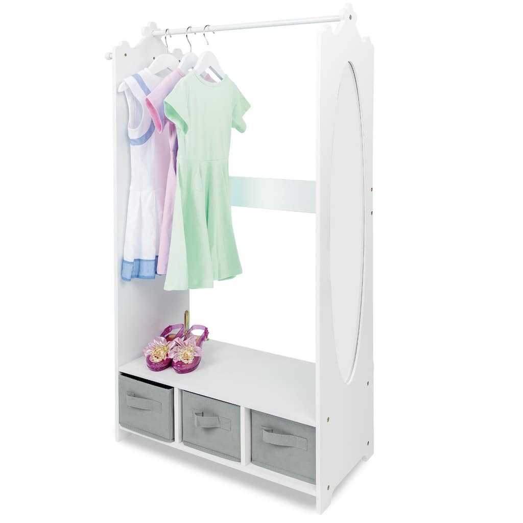 Milliard Dress Up Storage Kids Costume Organizer Center Open Hanging Armoire Closet Furniture with Mirror Baskets and Hooks - Overstock - 30917181 Milliard Dress Up Storage Kids Costume Organizer Center Open Hanging Armoire Closet Furniture with Mirror Baskets and Hooks - Overstock - 30917181