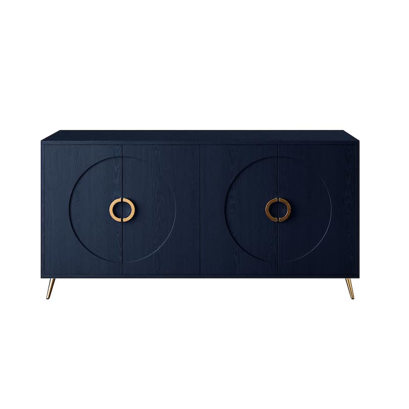 GDF Studio - Beaumont 60 Inch Lacquered 4-Door Sideboard Buffet Cabinet with Metal Accents