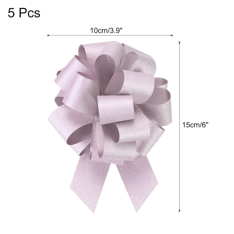 5pcs 7 Inch Large Pull Bow Gift Wrapping Big Pull Bows Ribbon - Pink - 4 Inch