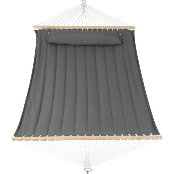 78'' Quilted 2 Person Hammock Beach Swing with Spreader Bars&Pillow - 55.1*122*1 - Solid Grey